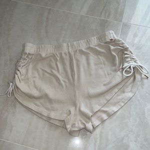 Volcom cream soft shorts with tie strings